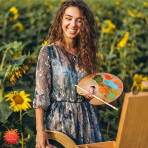 Woman is Practicing her creativity while having fun.